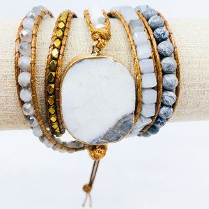 White Semi-Precious Stone Bracelet
